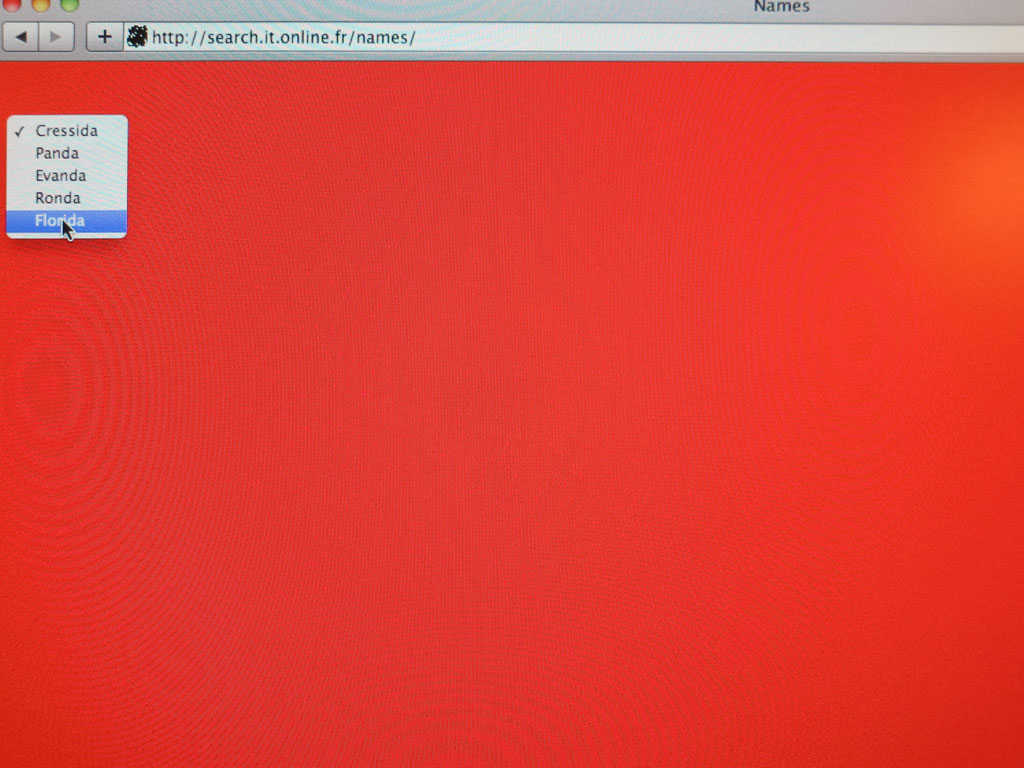 Claude Closky, ‘Names’, 2004, interactive web site, Javascrip (http://search.it.online.fr/names).